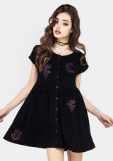 Scutellaria Embroidered Button Up Mini Dress