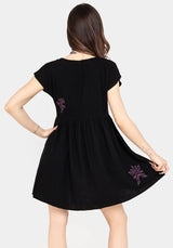 Scutellaria Embroidered Button Up Mini Dress