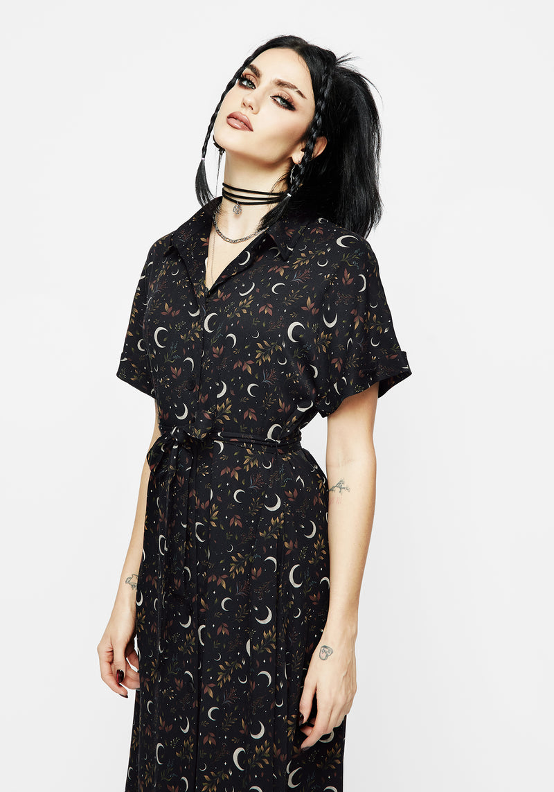 Sickle Moon Midi Shirt Dress