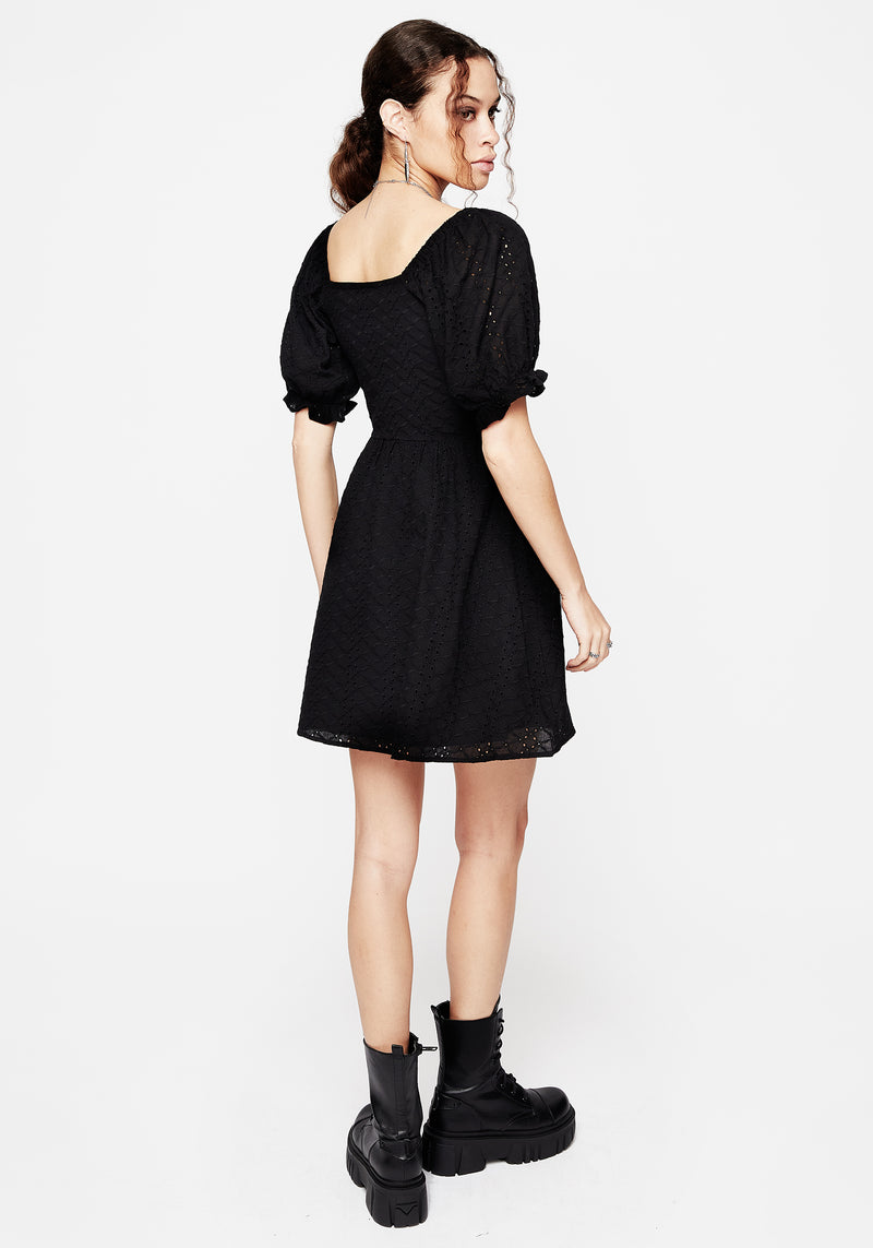 Euthymia Broderie Puff Sleeve Mini Dress