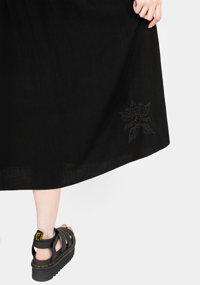 Scutellaria Embroidered Button Up Midi Dress