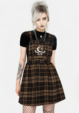 Artume Embroidered Check Mini Pinafore Dress