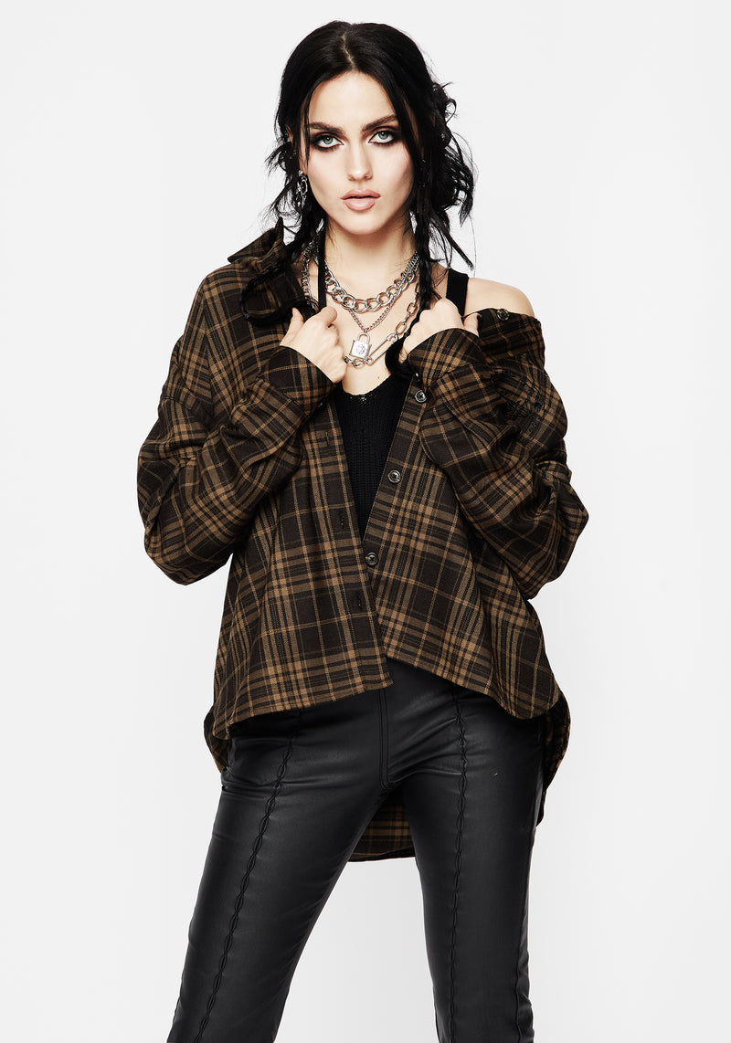 Vetula Embroidered Oversized Check Shirt