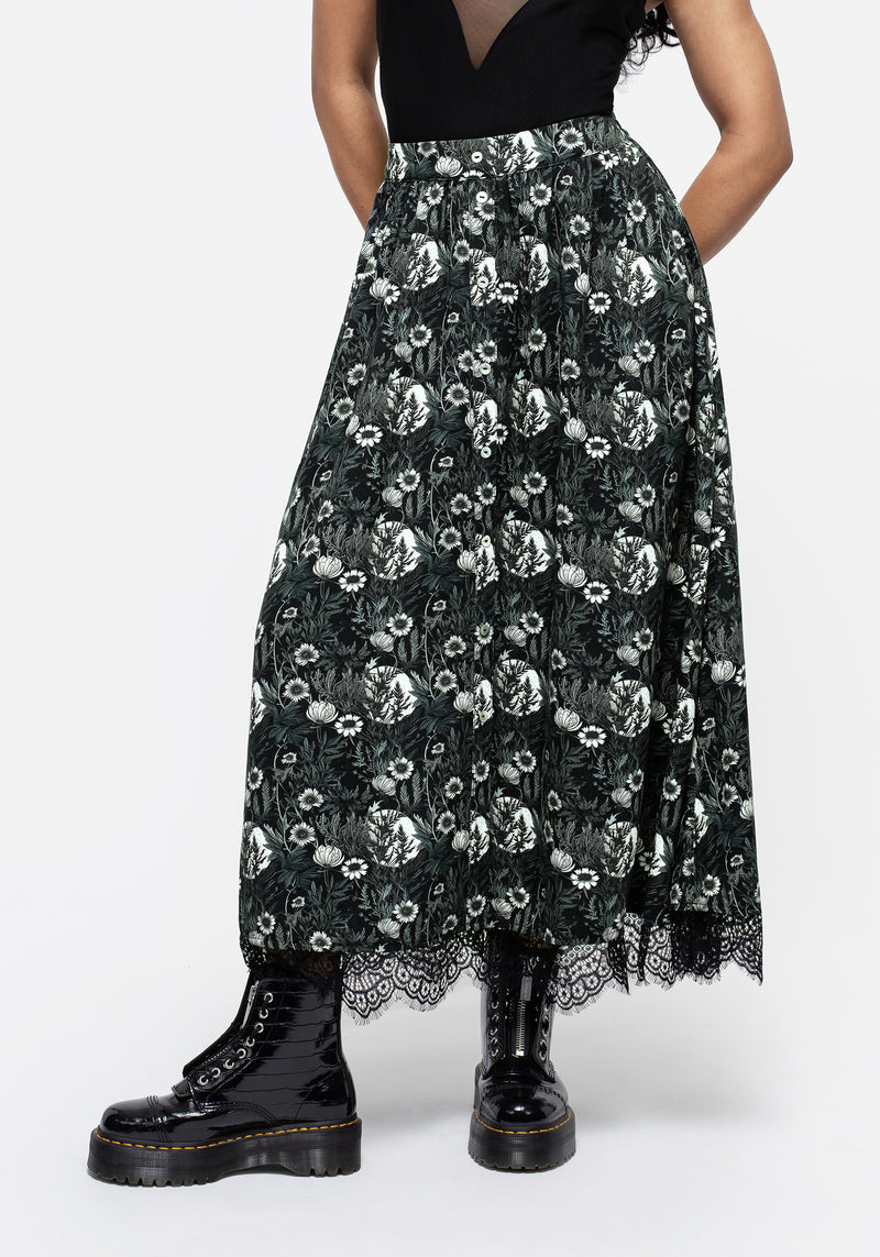 Nightbloom Button Front Midaxi Skirt