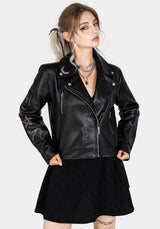 Sigil Embroidered Faux Leather Jacket