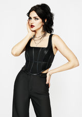 Ashen Faux Leather Zip Corset Top