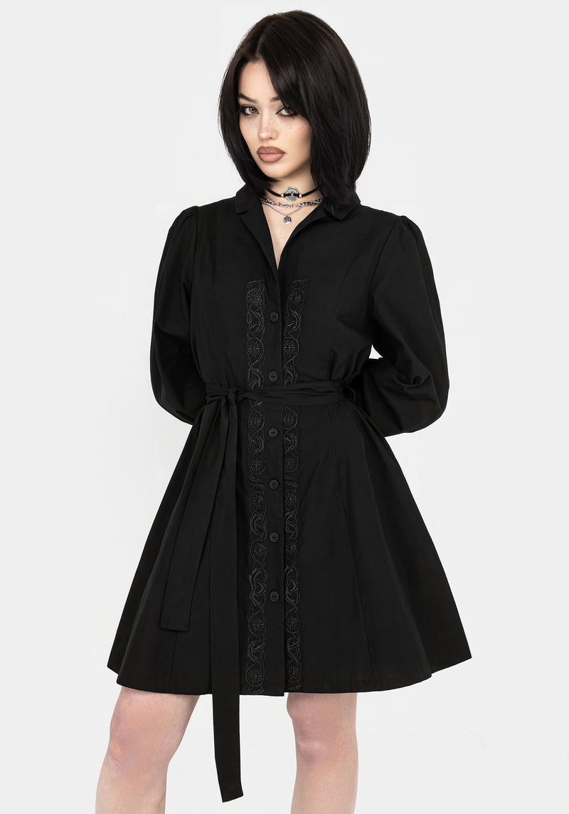 Letavia Embroidered Mini Shirt Dress