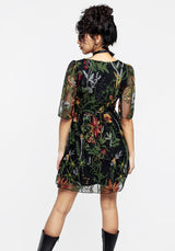 Wildflower Embroidered Mesh Mini Dress