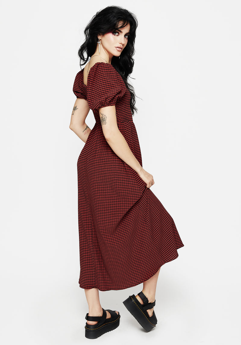 Carmine Check Midaxi Smock Dress