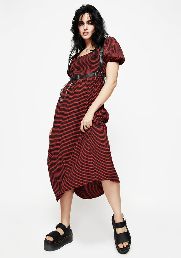 Carmine Check Midaxi Smock Dress