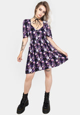 Socordia Floral Moon Button Front Mini Dress