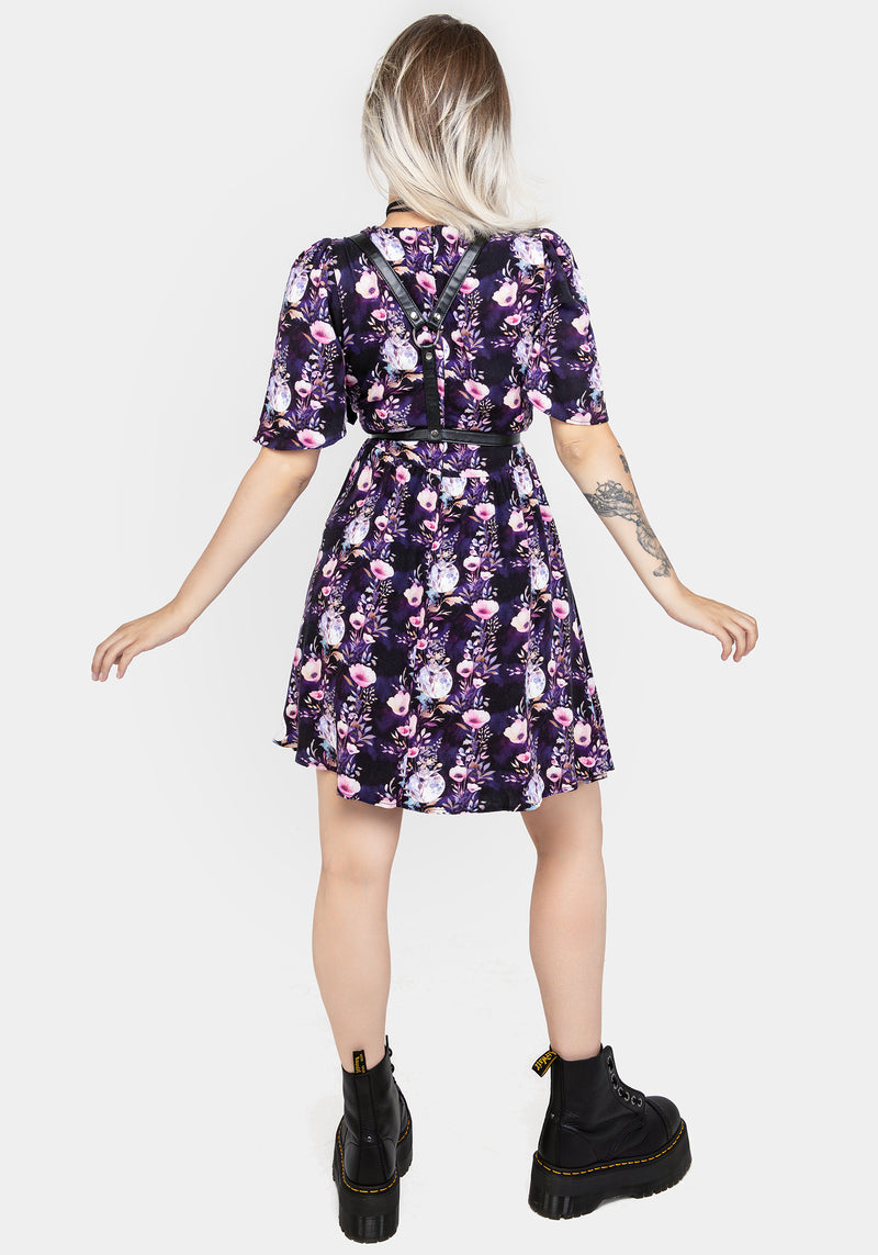 Socordia Floral Moon Button Front Mini Dress