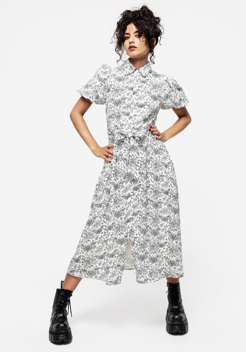 Rosamoth Chiffon Midi Shirt Dress - White