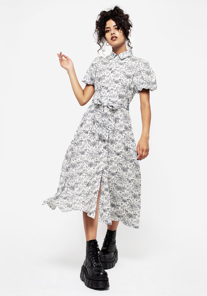 Rosamoth Chiffon Midi Shirt Dress - White