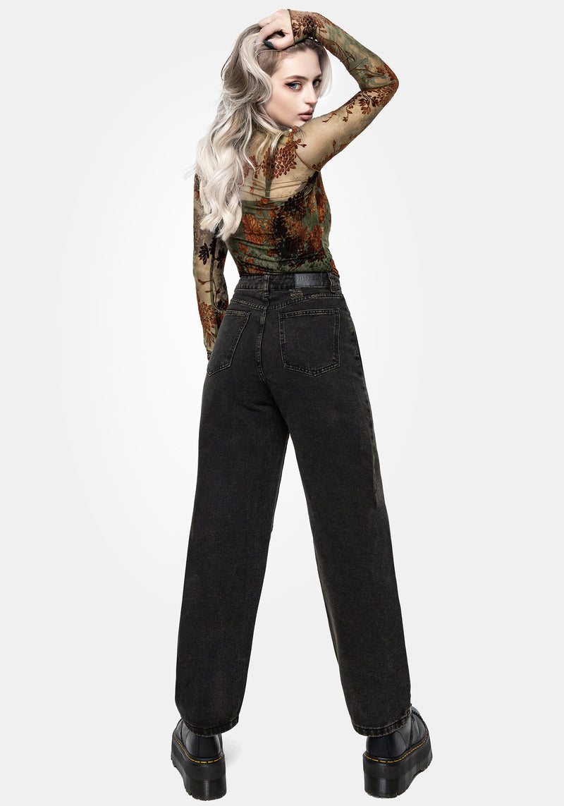 Veltha Floral Embroidered Denim Mom Jeans