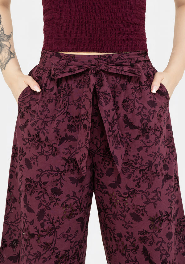 Morgana Cotton Broderie Tie Waist Culottes