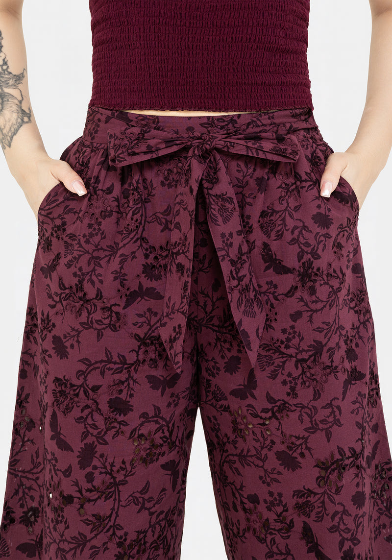 Morgana Cotton Broderie Tie Waist Culottes