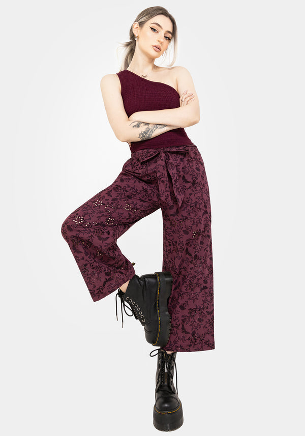 Morgana Cotton Broderie Tie Waist Culottes