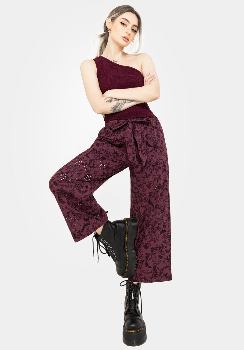 Morgana Cotton Broderie Tie Waist Culottes