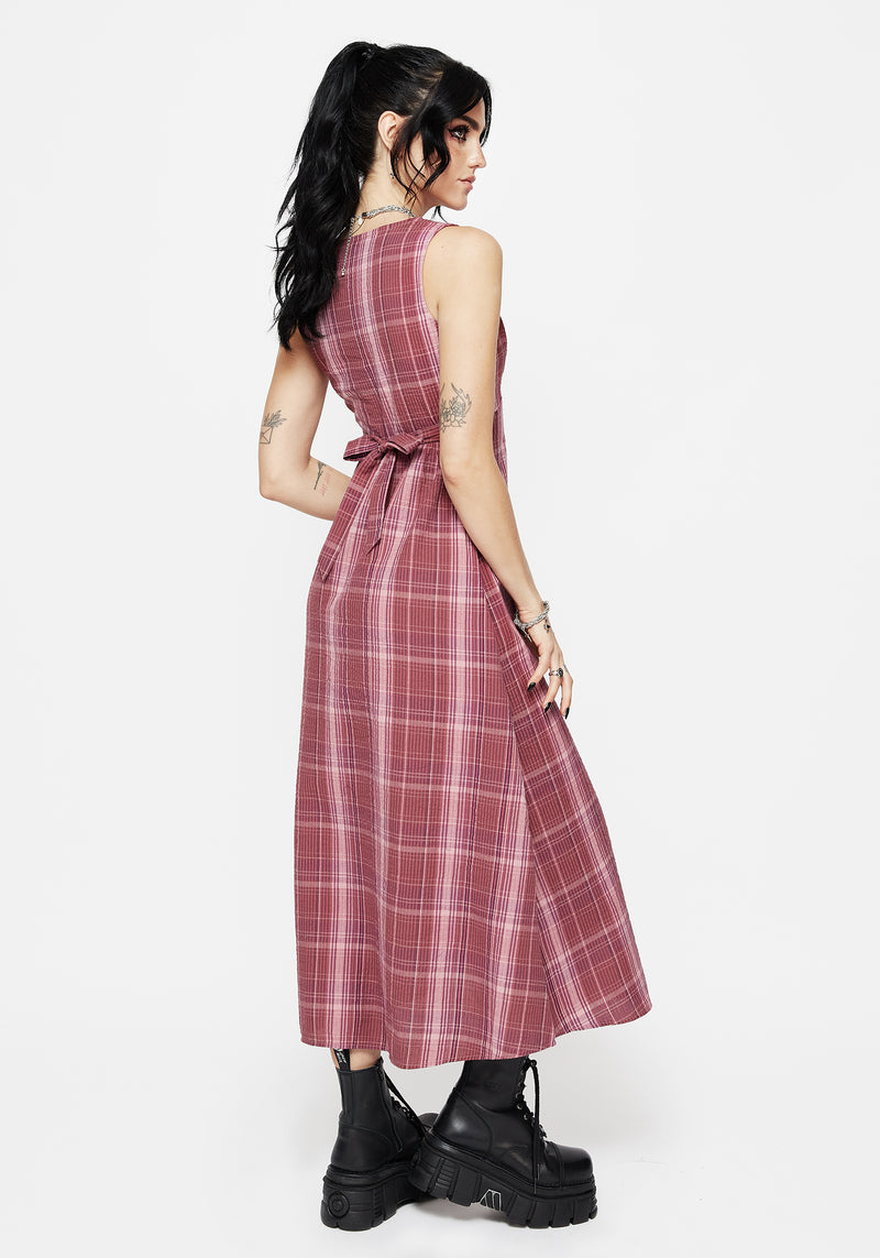 Zorina Cotton Check Midaxi Dress