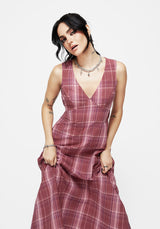Zorina Cotton Check Midaxi Dress