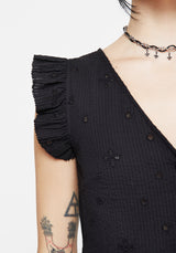 Crux Broderie Button Up Sleeveless Blouse Top
