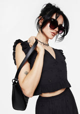 Crux Broderie Button Up Sleeveless Blouse Top