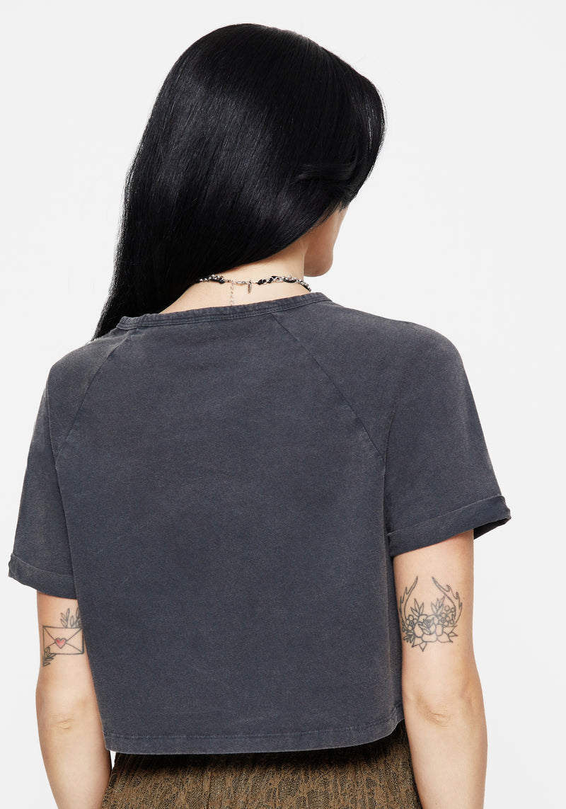 Foxglove Cotton Embroidered Boxy Crop Tee