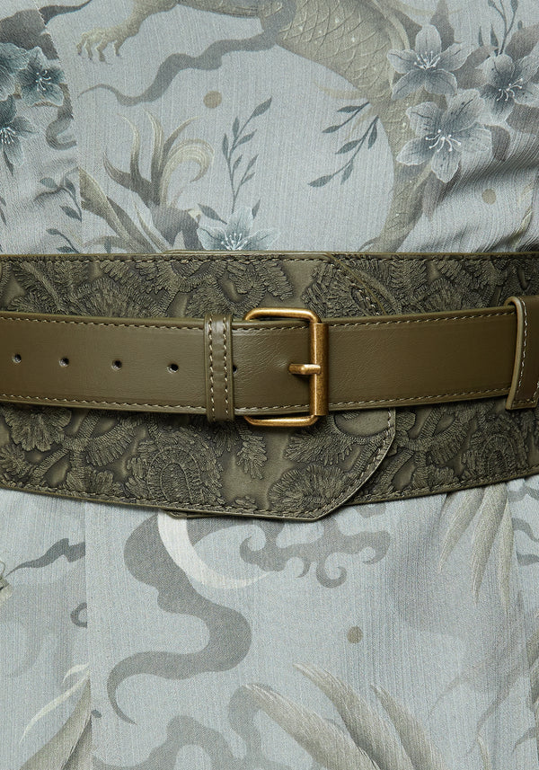 Cypress Paisley Debossed Buckled Waist Belt