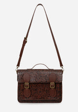 Sunder Floral Debossed Crossbody Satchel Bag