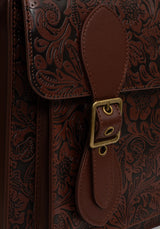 Sunder Floral Debossed Crossbody Satchel Bag