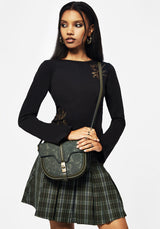 Cypress Paisley Debossed Crossbody Satchel Bag - Green