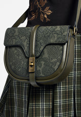 Cypress Paisley Debossed Crossbody Satchel Bag - Green