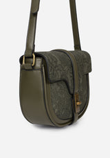 Cypress Paisley Debossed Crossbody Satchel Bag - Green