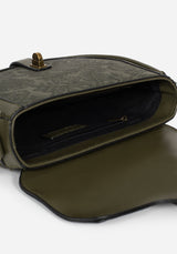 Cypress Paisley Debossed Crossbody Satchel Bag - Green