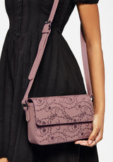 Rosethorn Floral Debossed Crossbody Bag