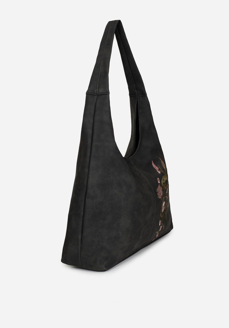 Gorgon Snake Embroidered Faux Suede Tote Bag