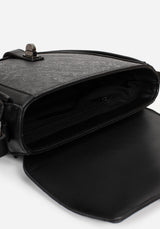 Cypress Paisley Debossed Crossbody Satchel Bag - Black