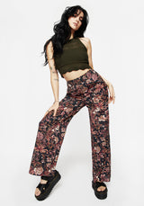 Bashe Cotton Floral Snake Print Wide Leg Trousers