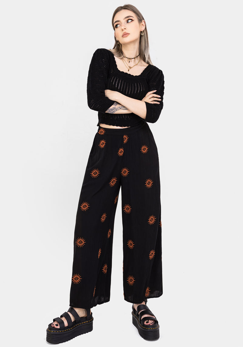 Solstice Embroidered Wide Leg Culotte
