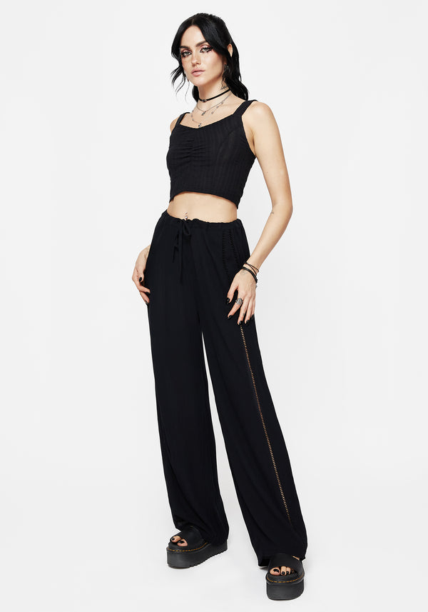 Blessing Lace Trim Wide Leg Trouser