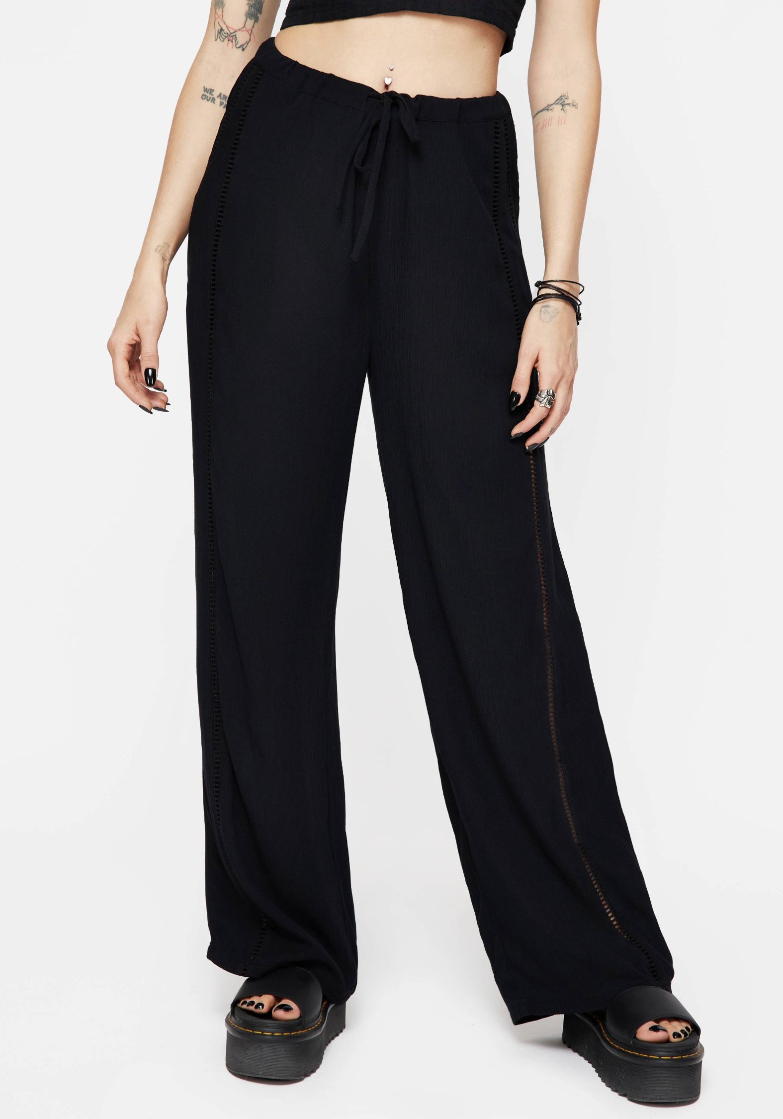 Blessing Lace Trim Wide Leg Trouser