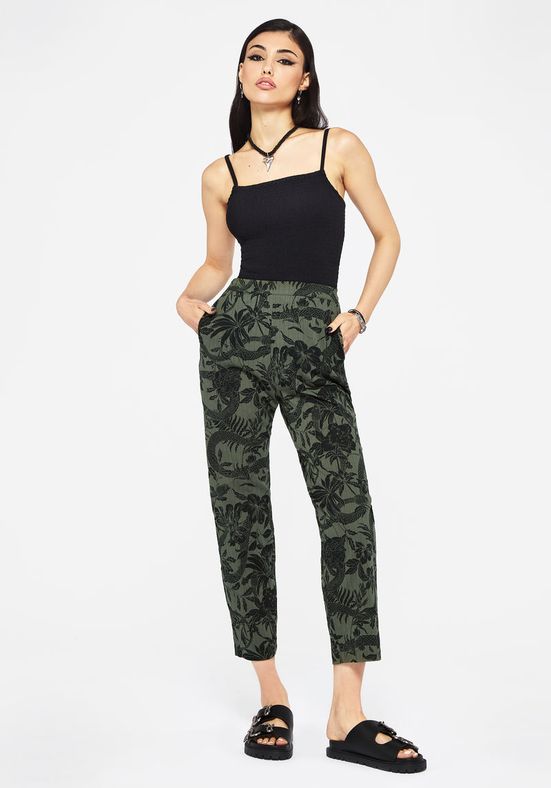 Bashe Cotton Soft Tapered Trousers - Green