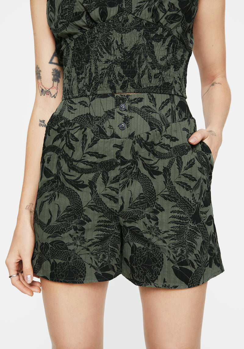 Bashe Cotton Wide Leg Shorts - Green