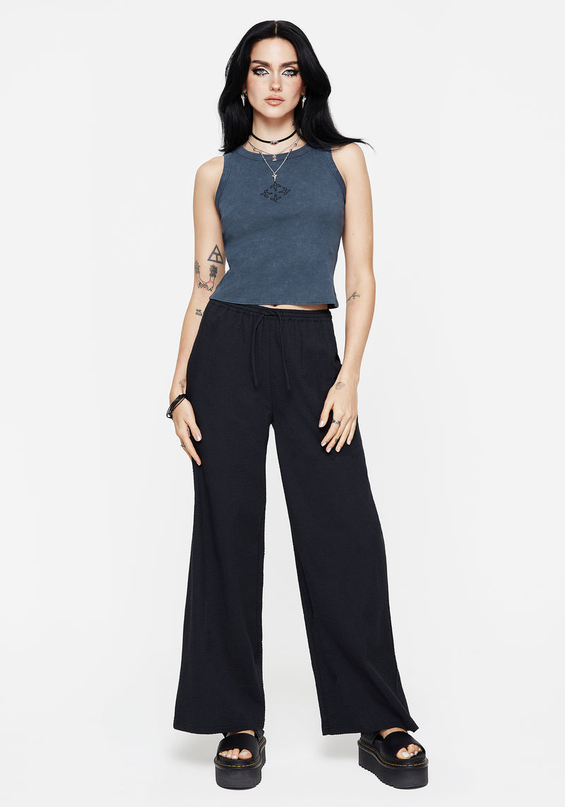 Rian Seersucker Straight Leg Trousers