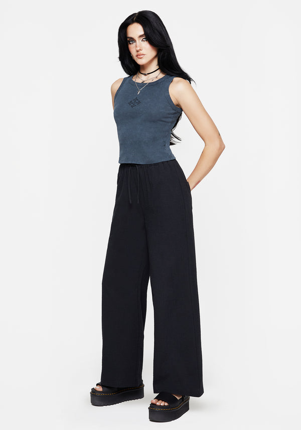 Rian Seersucker Straight Leg Trousers