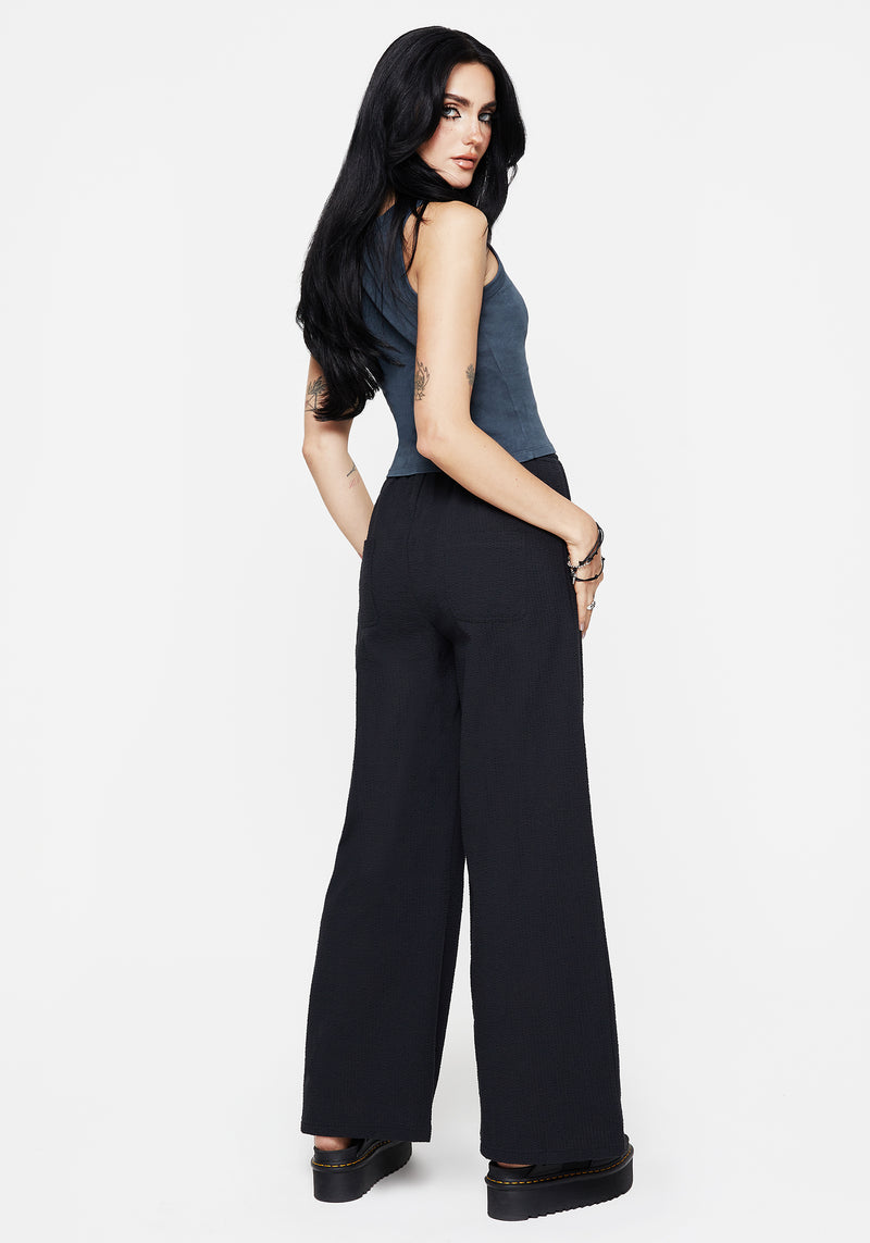 Rian Seersucker Straight Leg Trousers