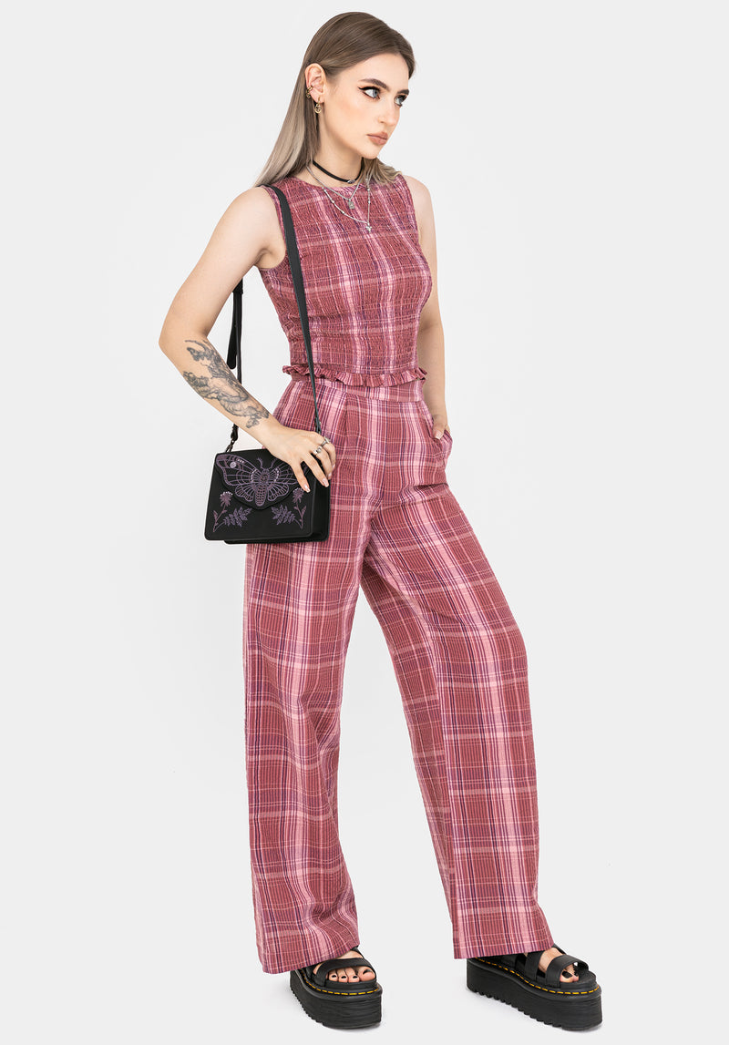 Zorina Cotton Check Wide Leg Trousers