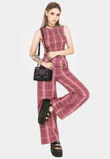 Zorina Cotton Check Wide Leg Trousers