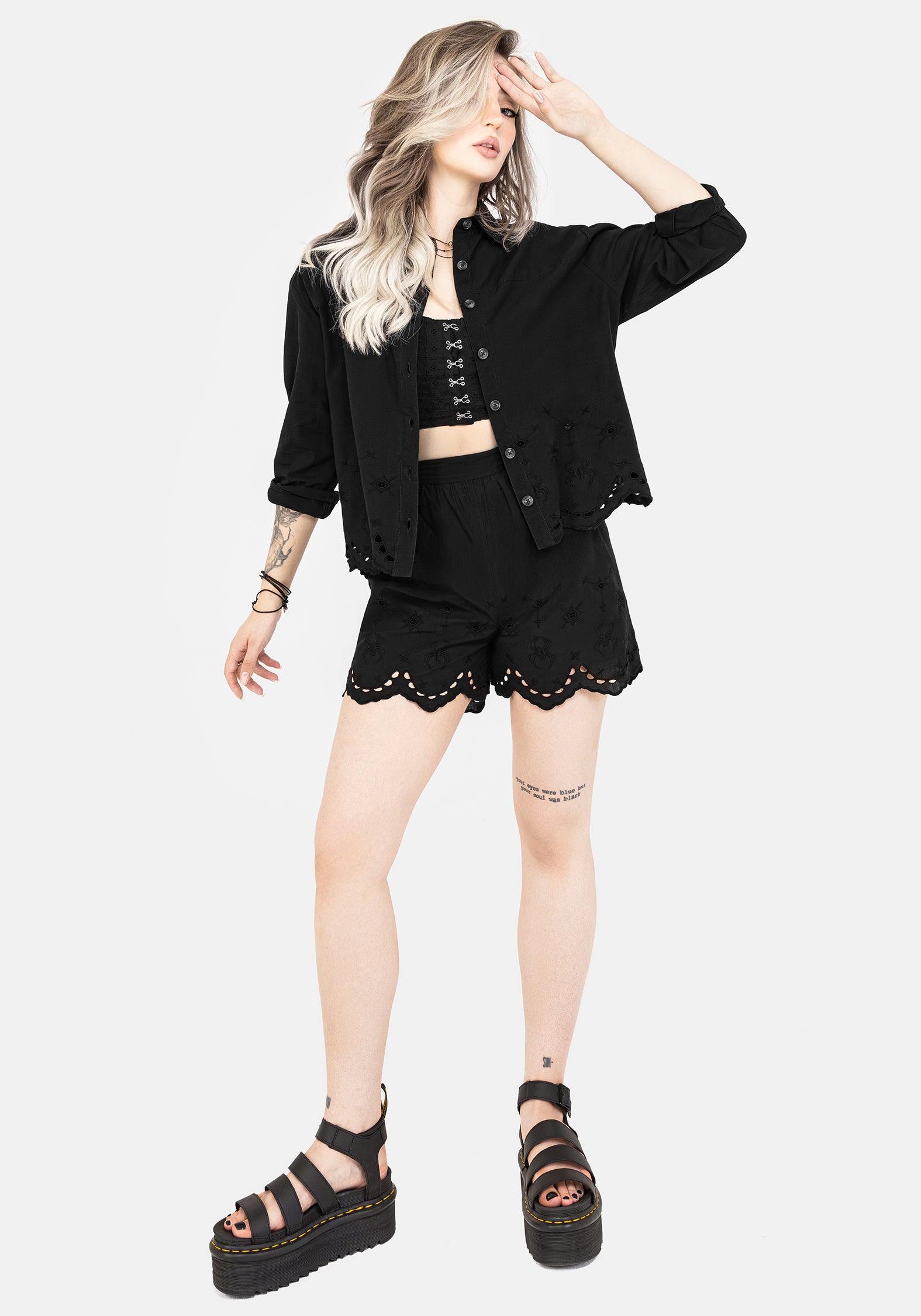 Synthweb Cotton Broderie Hem Shorts